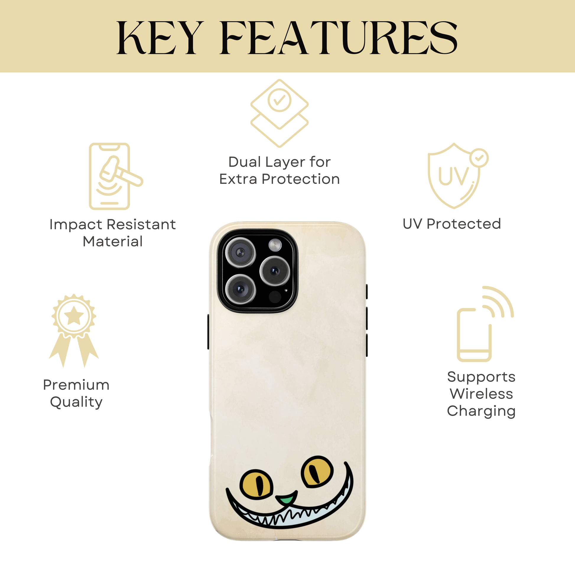 Protective Wonderland phone cover displaying the “This Way” and “That Way” signs from Alice’s adventures. Printed edge-to-edge with dual-layer construction for iPhone 16, iPhone 17, Galaxy, and Google Pixel.
