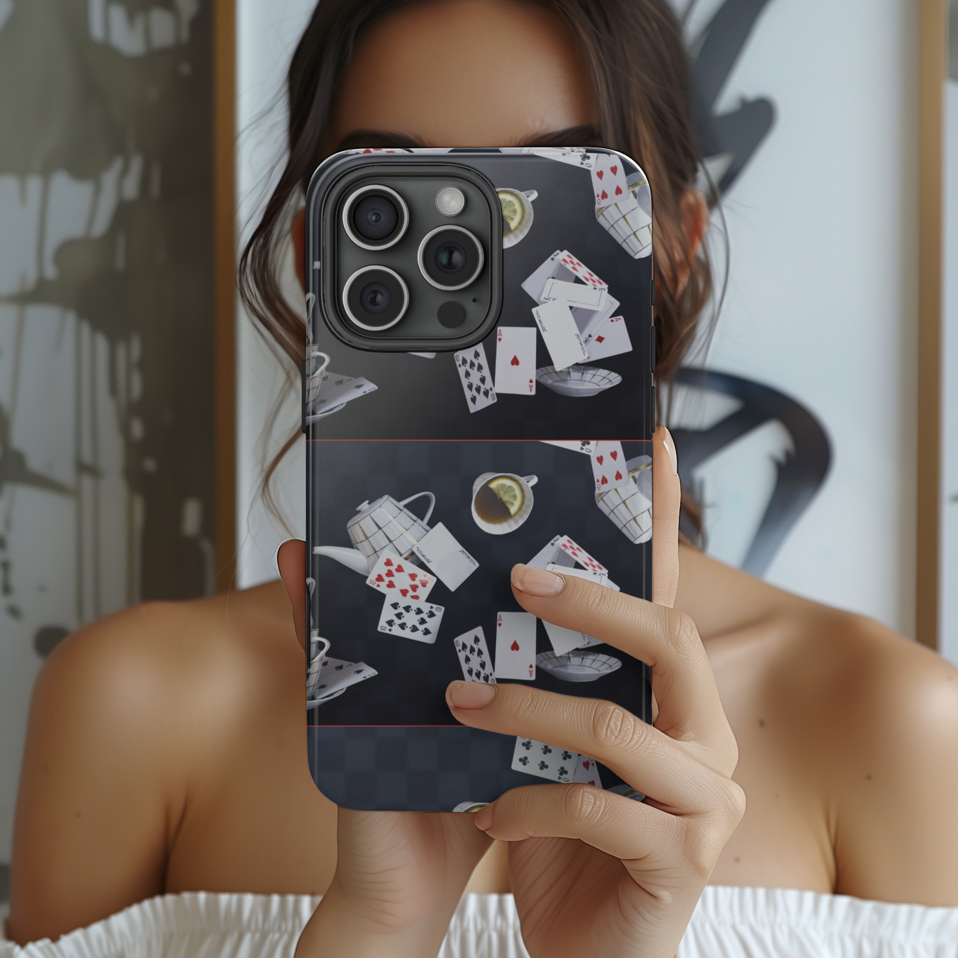 Wonderland tough phone cover with the iconic signpost pointing “This Way” and “That Way,” inspired by Lewis Carroll’s original tale. The parchment background gives an aged, storybook texture ideal for fantasy and literature lovers.
