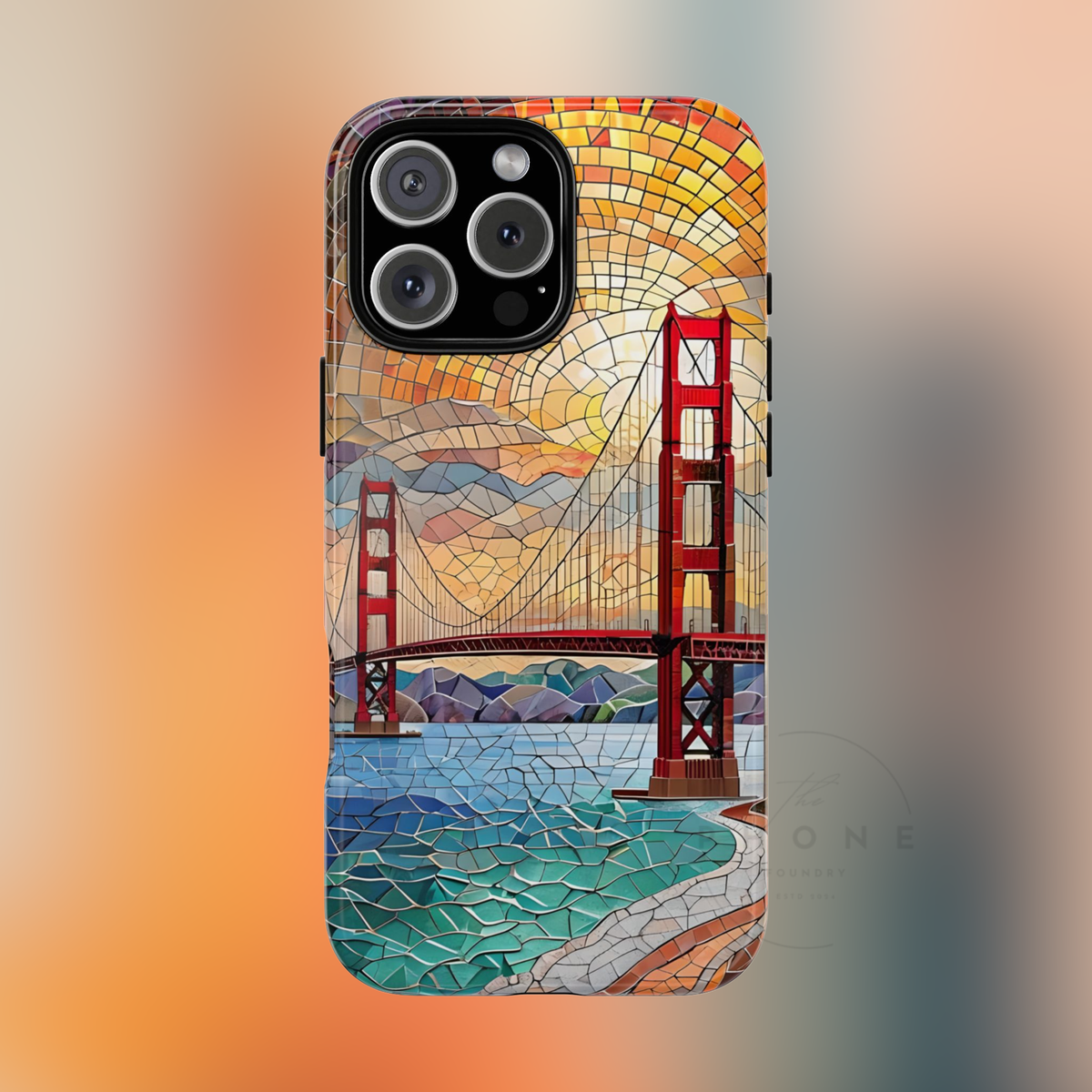 Cityscape Tough Phone Case, San Francisco Skyline Phone Cover, Sunset Glow Design Compatible with iPhone, Galaxy & Google