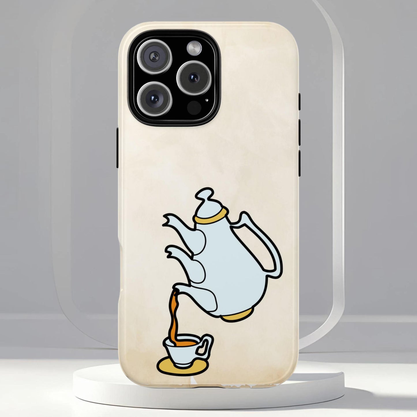 Alice in Wonderland Biodegradable Phone Case, Tea Kettle and Cups Phone Cover, Compatible with iPhone 17, 16, 15, 14, 13