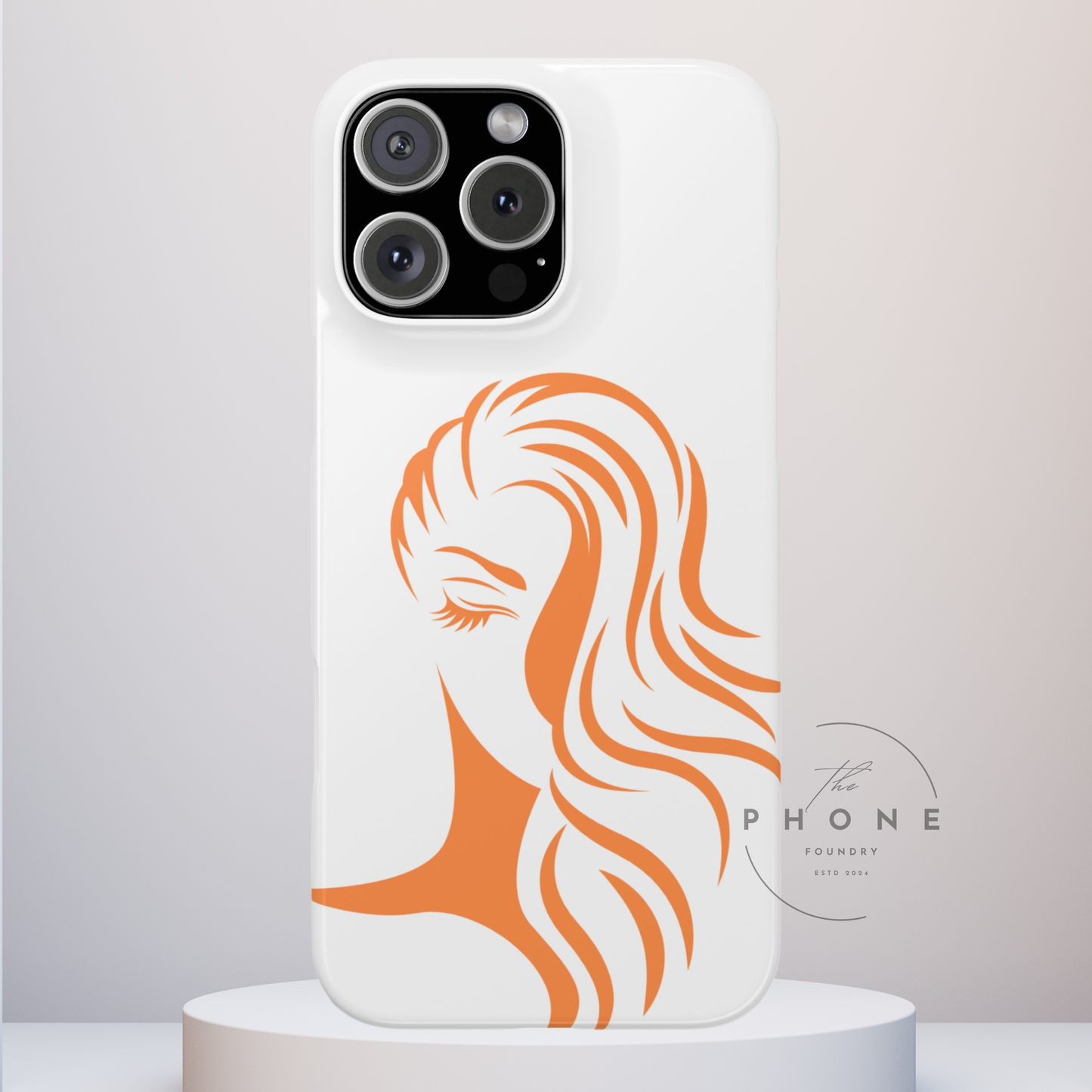 Ginger Irish Woman Slim Phone Case, St Patricks Day Redhead Art, Feminine Celtic Line Art, Irish Pride Gift Compatible with iPhone