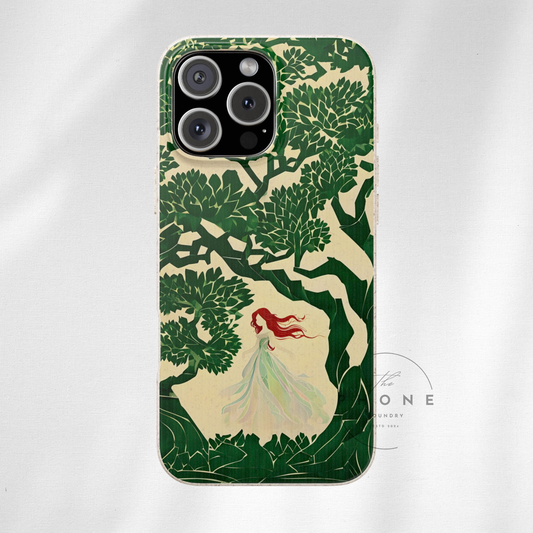 Ginger Fairy Biodegradable Phone Case, Enchanted Forest Redhead Art, Irish Green Fantasy Compatible with iPhone 17, 16, 15, 14, 13, 12, 11