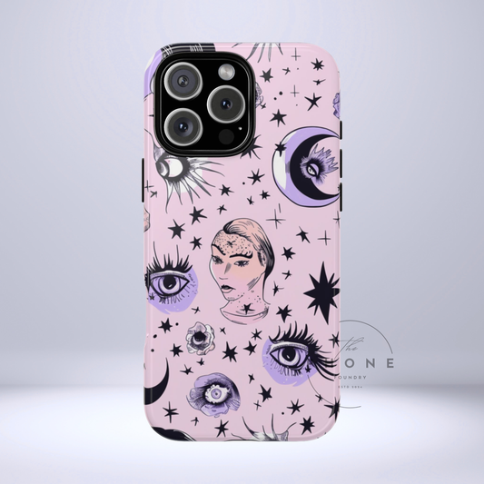 Celestial Tough Phone Case, Cosmic Design, Astrology Gifts, Moon & Stars, Compatible with iPhone 17, 16, 15, 14, 13, Galaxy, Google