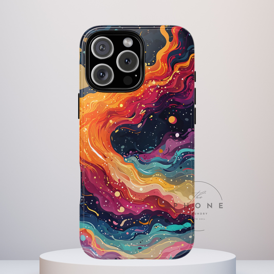 Cosmic Abstract Tough Phone Case, Galaxy Swirl, Psychedelic Space Art, Compatible with iPhone, Galaxy, Pixel