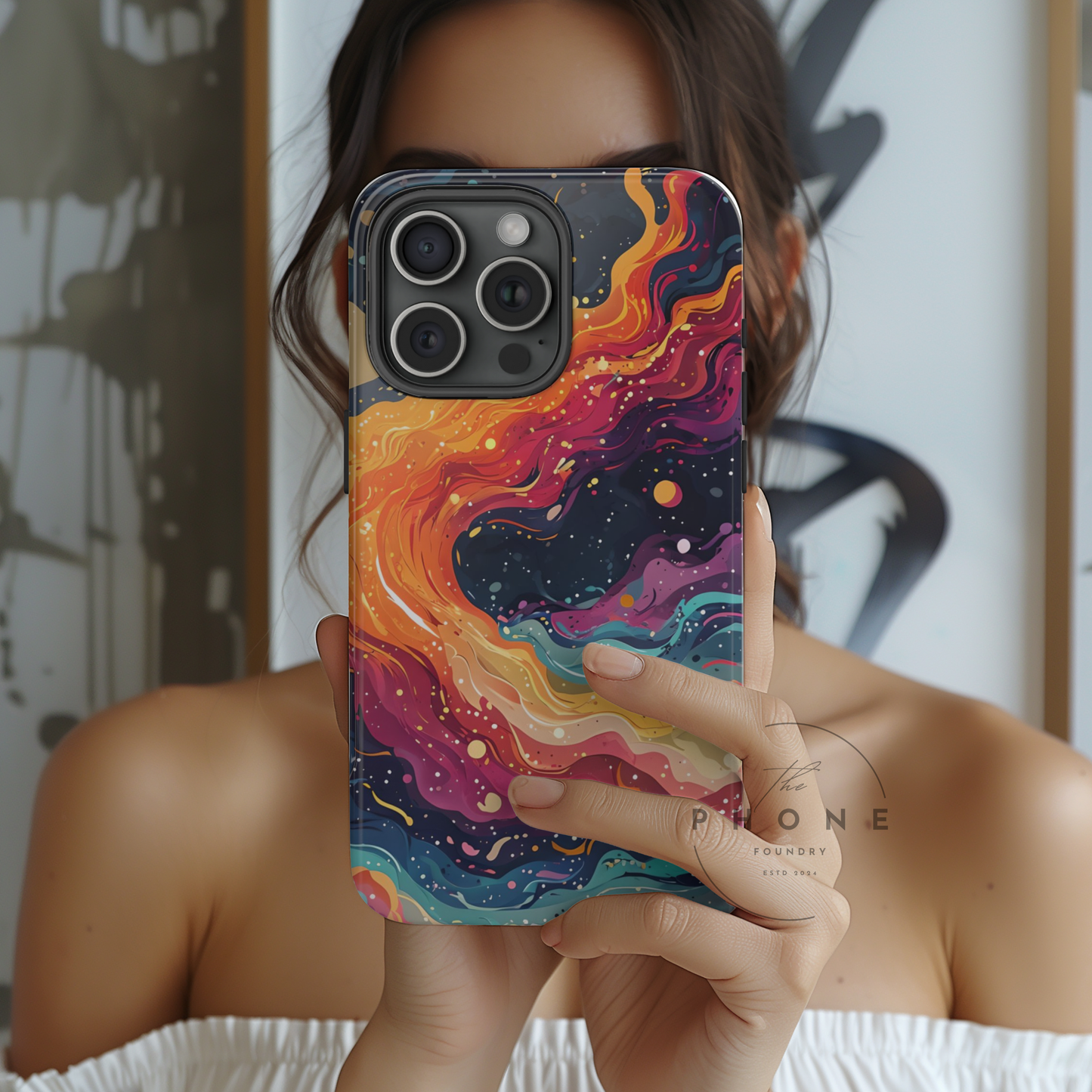 Cosmic Abstract Tough Phone Case, Galaxy Swirl, Psychedelic Space Art, Compatible with iPhone, Galaxy, Pixel