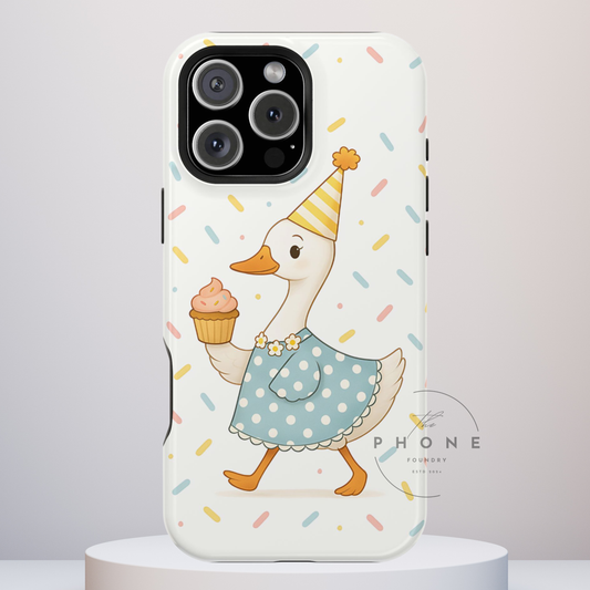 Birthday Goose Tough Phone Case, Party Animal Gift Idea, Silly Goose Compatible with iPhone 17, 16, 15, 14, 13, Galaxy, Google