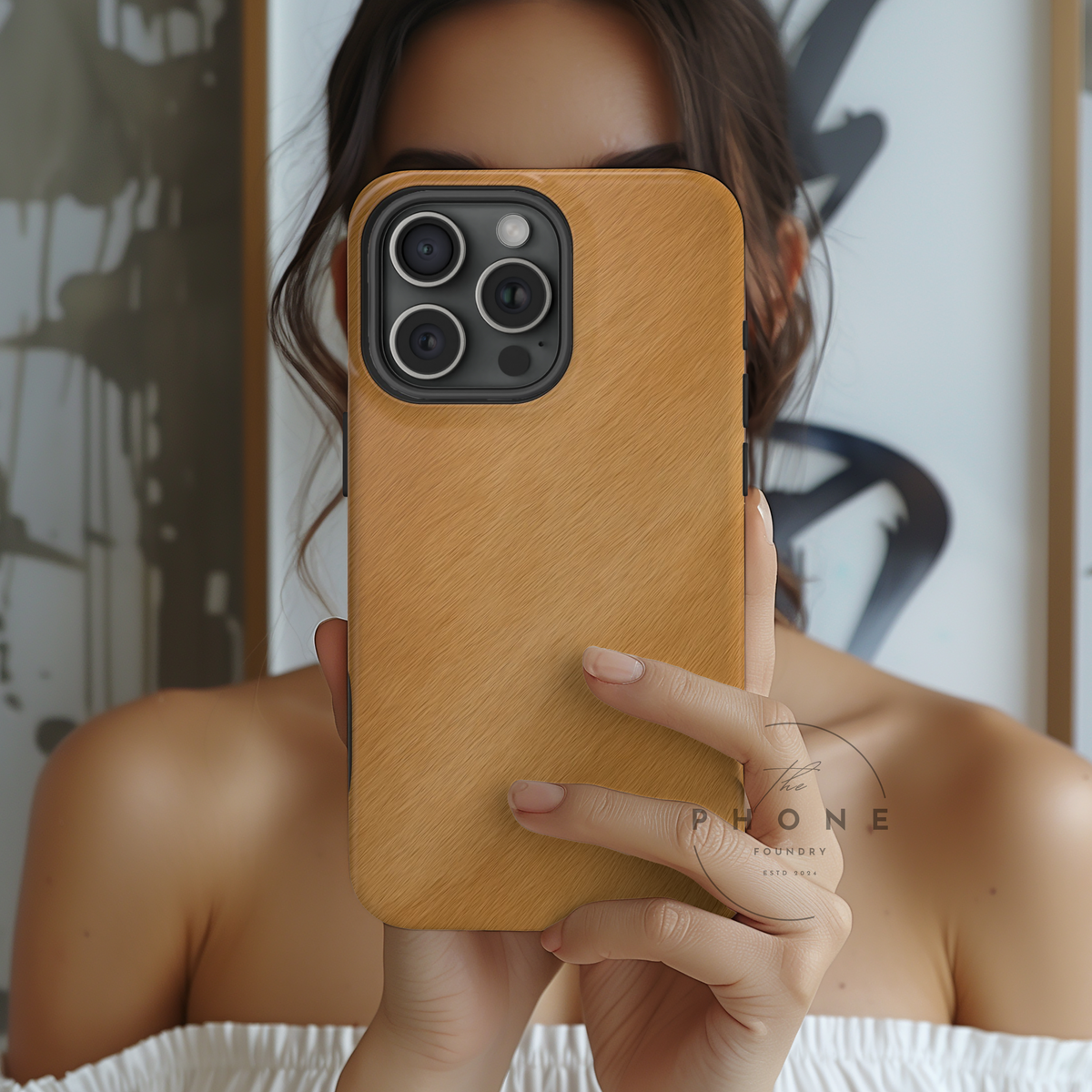Horse Print Tough Phone Case, Animal Print, Protective Faux Skin Style Cover Compatible with iPhone 17, 16, 15, 14, 13, Galaxy, Google