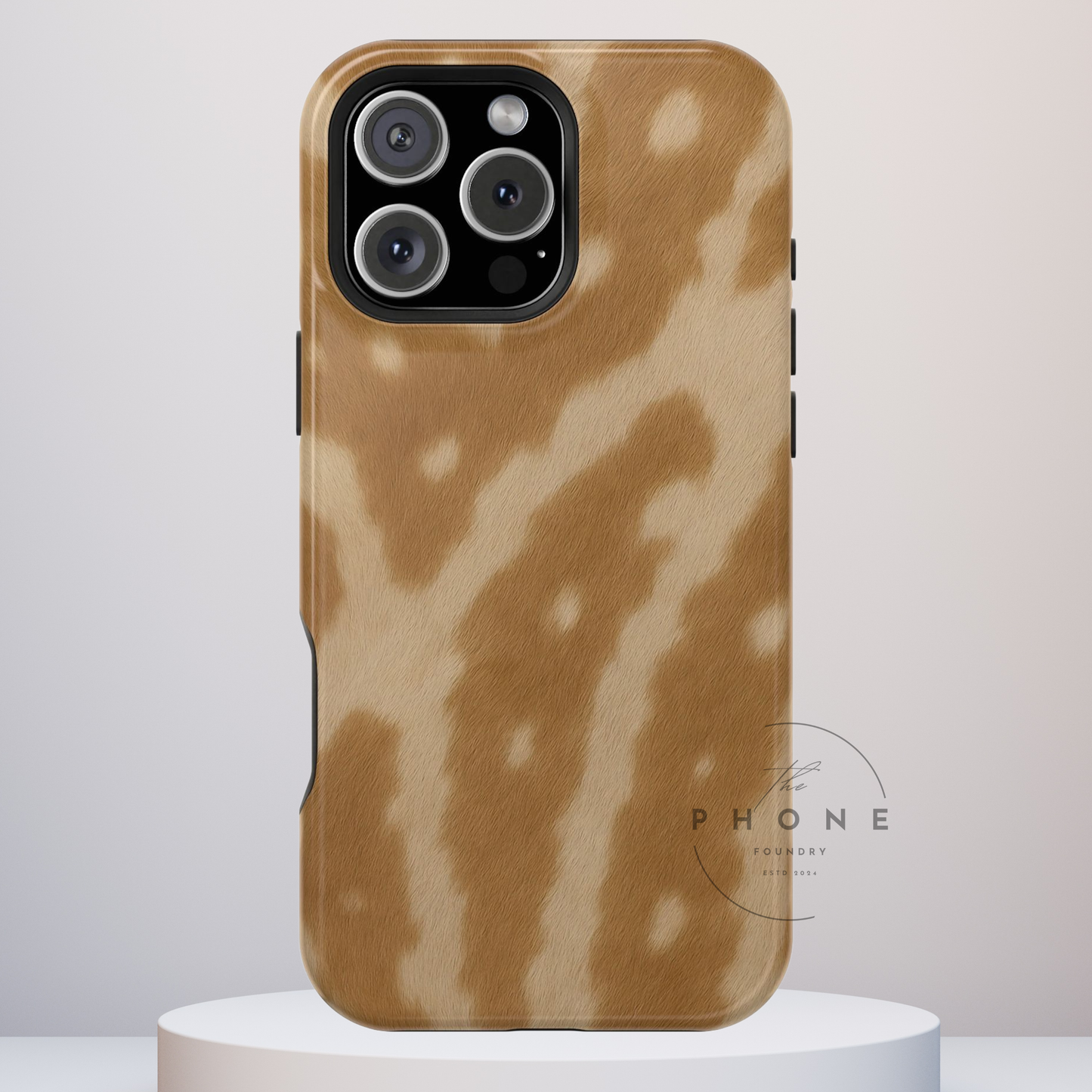 Giraffe Print Tough Phone Case, Animal Print, Protective Faux Skin Style Cover Compatible with iPhone 17, 16, 15, 14, 13, Galaxy, Google