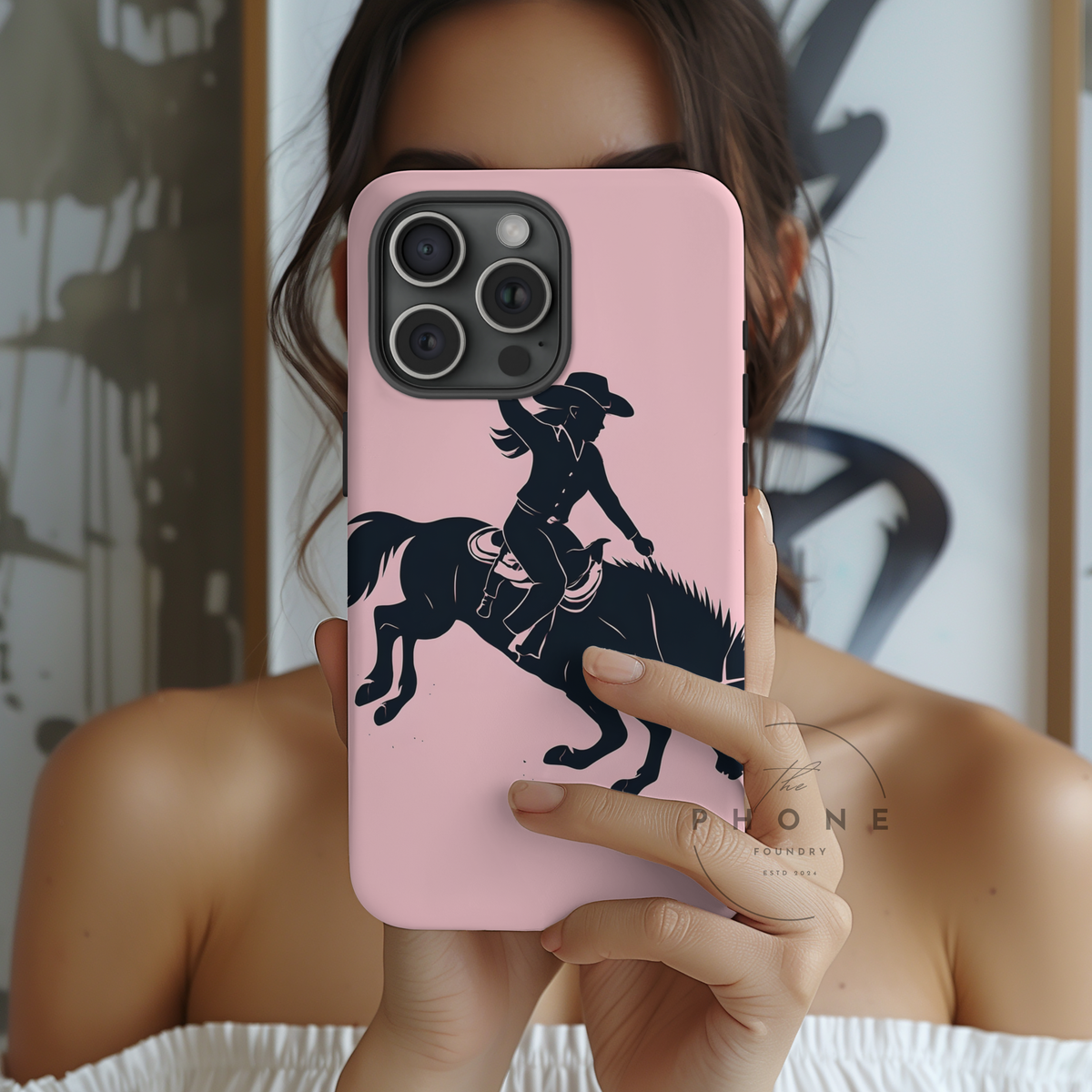 Rodeo Cowboy Tough Phone Case, Western Cowgirl Country Cover Compatible with iPhone 17, 16, 15, 14, 13, Galaxy, Google