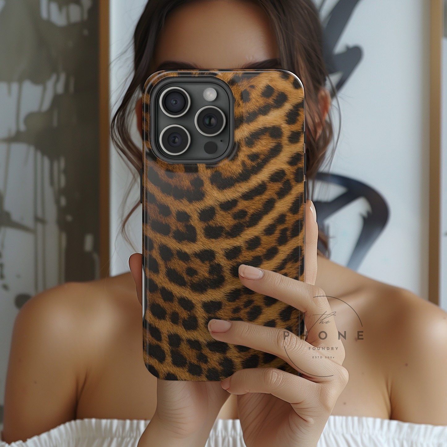 Leopard Print Tough Phone Case, Animal Print, Protective Wild Fur Style Cover Compatible with iPhone 17, 16, 15, 14, 13, Galaxy, Google
