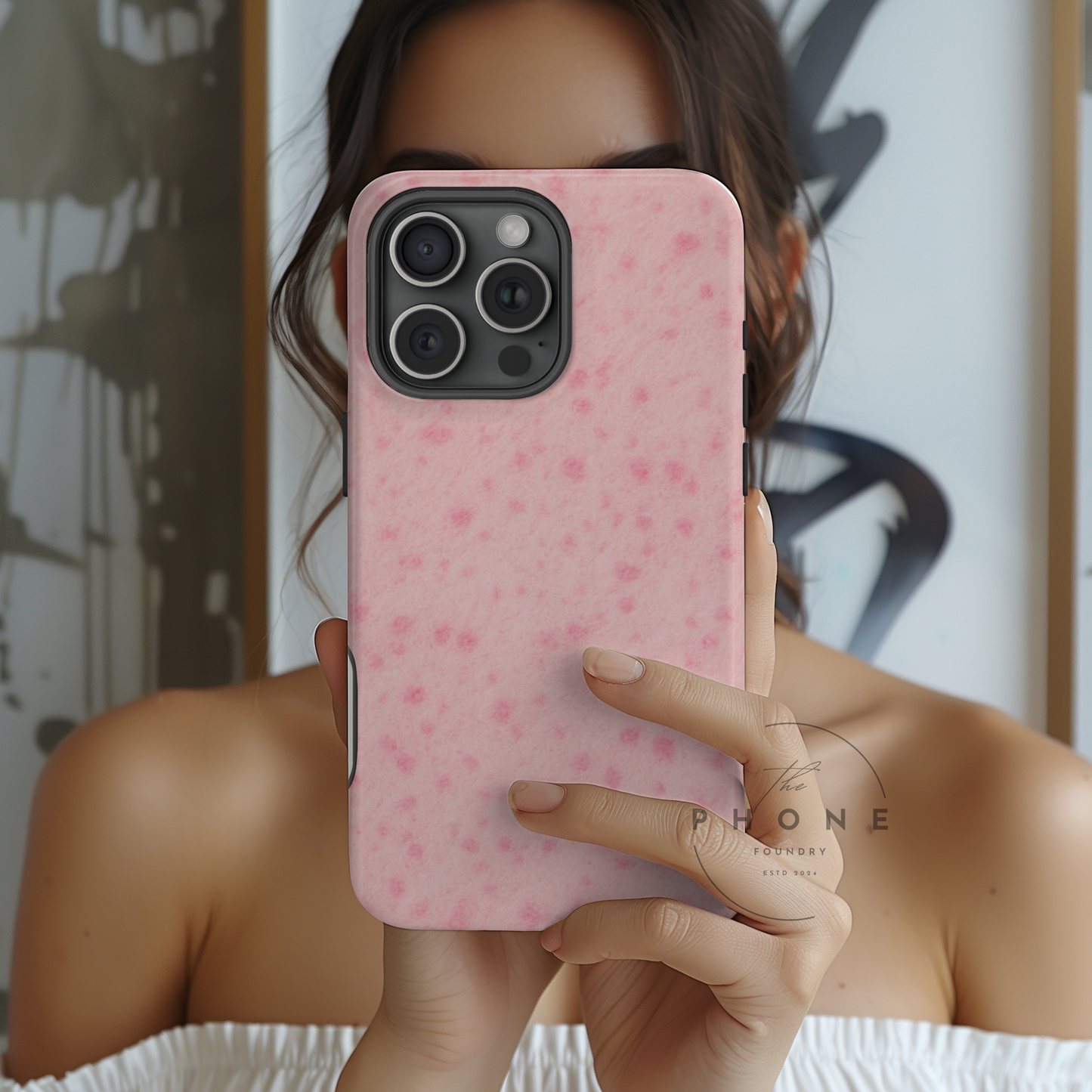 Axolotl Print Tough Phone Case, Animal Print, Protective Faux Skin Style Cover Compatible with iPhone 17, 16, 15, 14, 13, Galaxy, Google