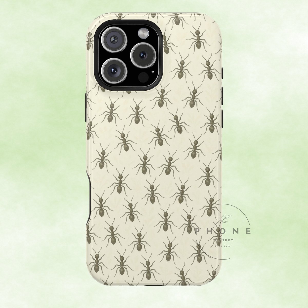 Marching Ant Pattern Tough Phone Case - Realistic Insect Art, Minimalist Nature, Compatible with iPhone, Galaxy, Google