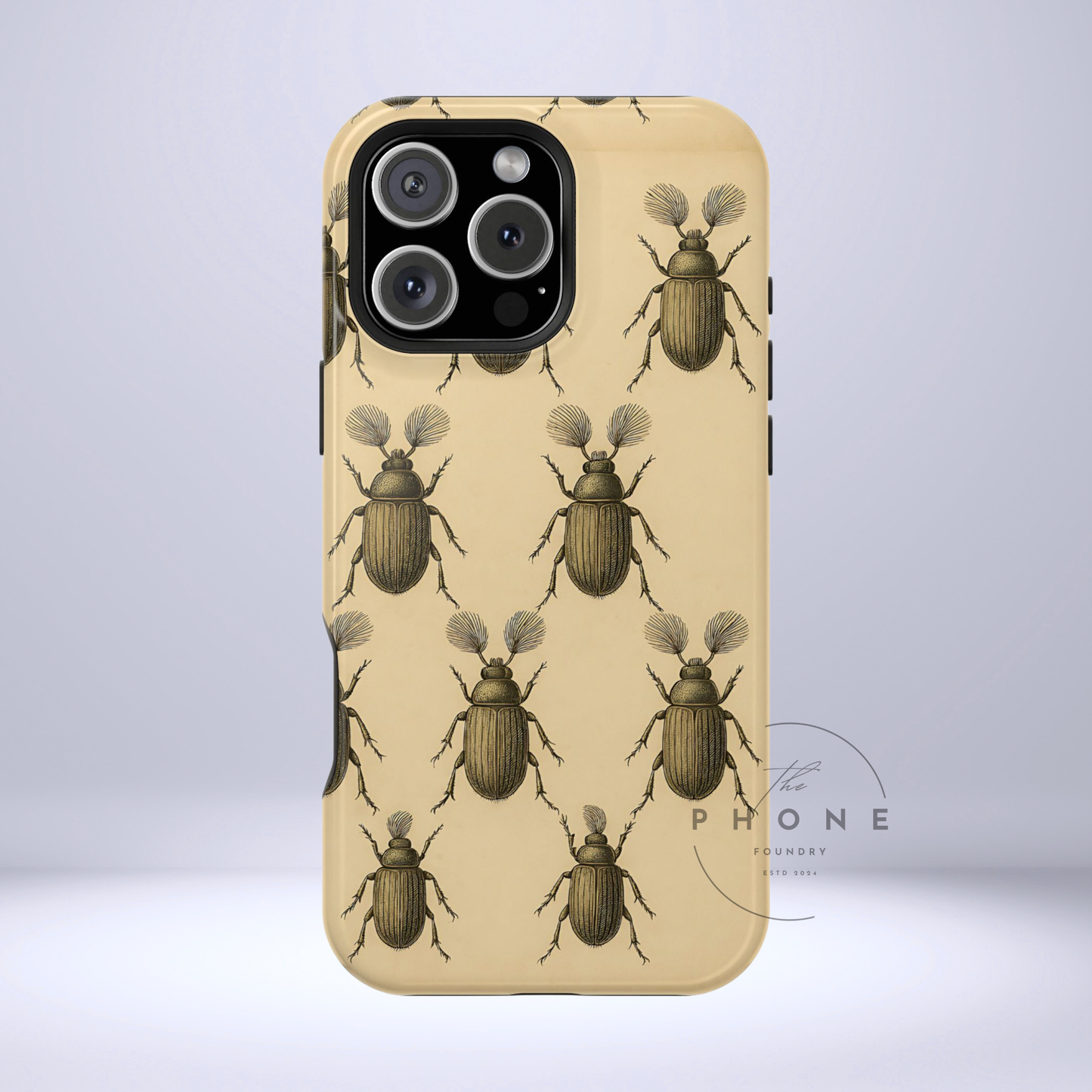 Beetle Tough Phone Case - Nature-Inspired Insect Art, Vintage Bug Pattern Design, Compatible with iPhone, Galaxy, Google