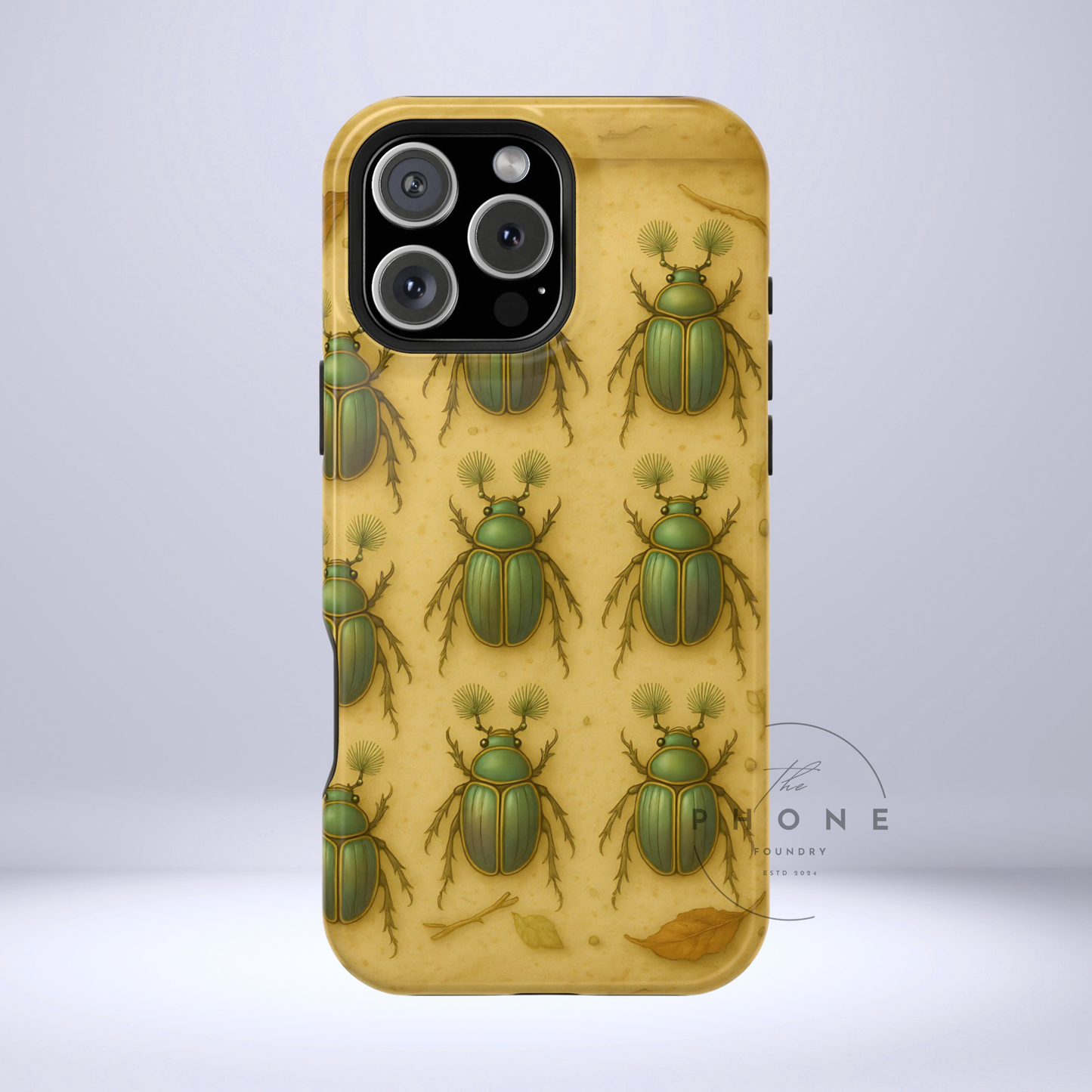 Beetle Tough Phone Case - Nature-Inspired Insect Art, Vintage Bug Pattern Design, Compatible with iPhone, Galaxy, Google