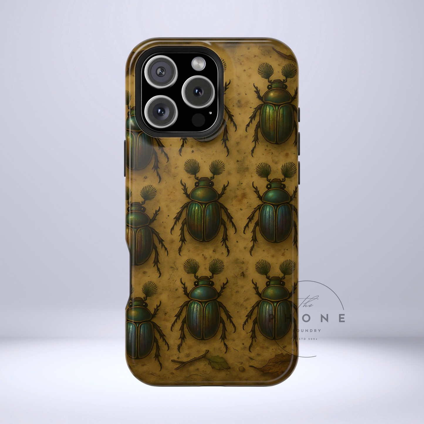 Beetle Tough Phone Case - Nature-Inspired Insect Art, Vintage Bug Pattern Design, Compatible with iPhone, Galaxy, Google