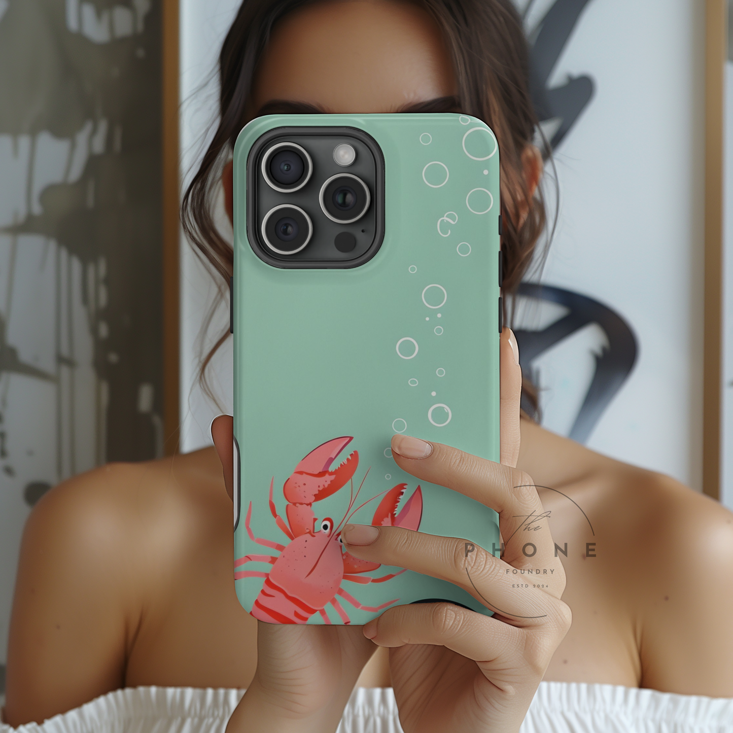 Whimsical Lobster Tough Phone Case, Funny Sea Creature, Ocean Design, Compatible with iPhone 17, 16, 15, 14, 13, Galaxy, Google