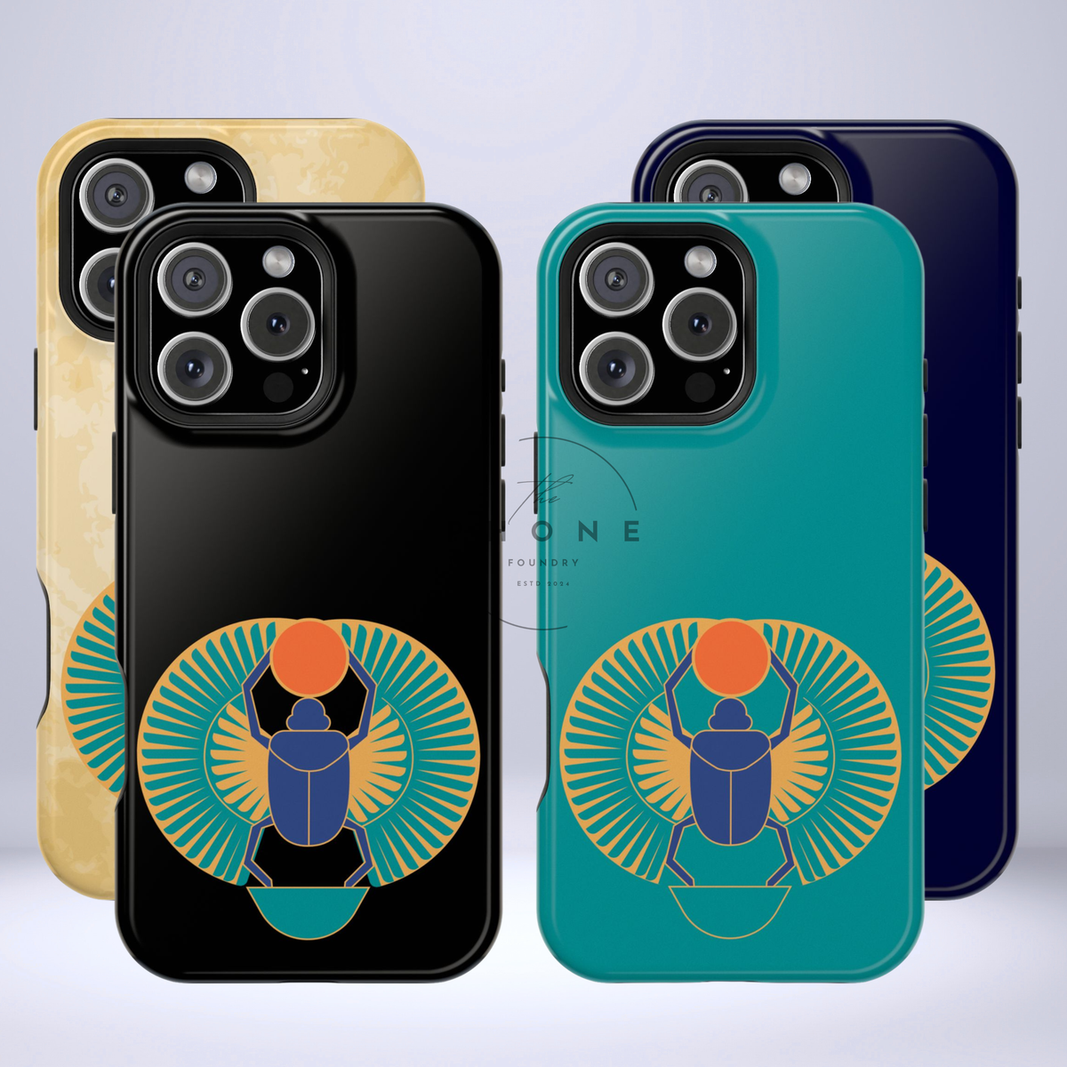 Ancient Egyptian Scarab Beetle Tough Phone Case - Symbol of Rebirth, Compatible with iPhone 17, 16, 15, 14, 13, Galaxy, Google