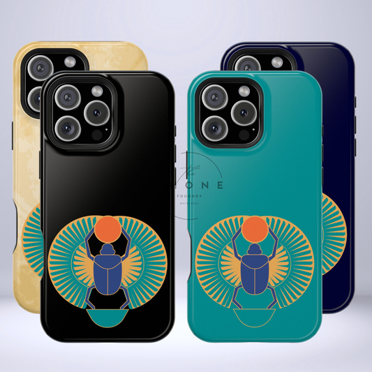 Ancient Egyptian Scarab Beetle Tough Phone Case - Symbol of Rebirth, Compatible with iPhone 17, 16, 15, 14, 13, Galaxy, Google