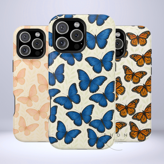 Garden Butterfly Tough Phone Case - Cottagecore Insect Art Nature, Compatible with iPhone 17, 16, 15, 14, 13, Galaxy, Google