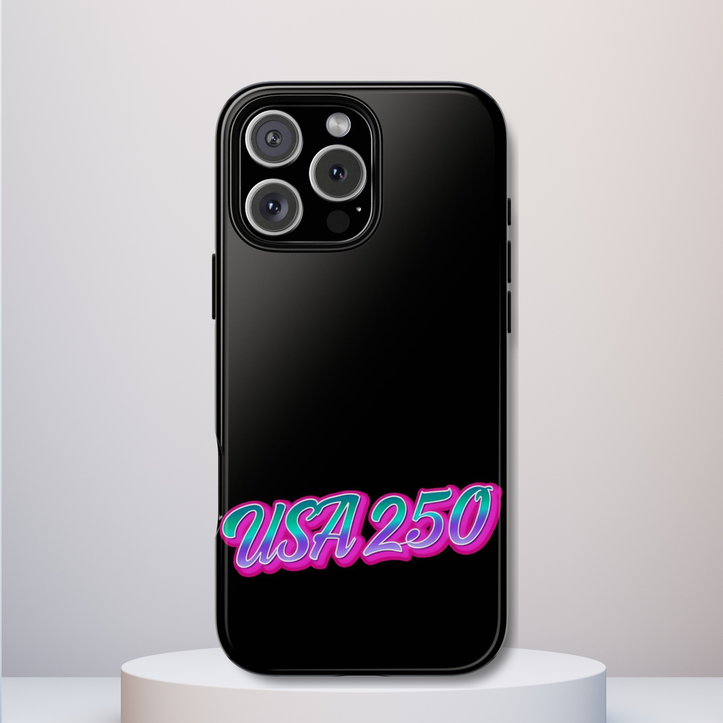 USA 250 Tough Phone Case, Patriotic USA Flag Lettering Cover, Compatible with iPhone 17, 16, 15, 14, 13, Galaxy, Google