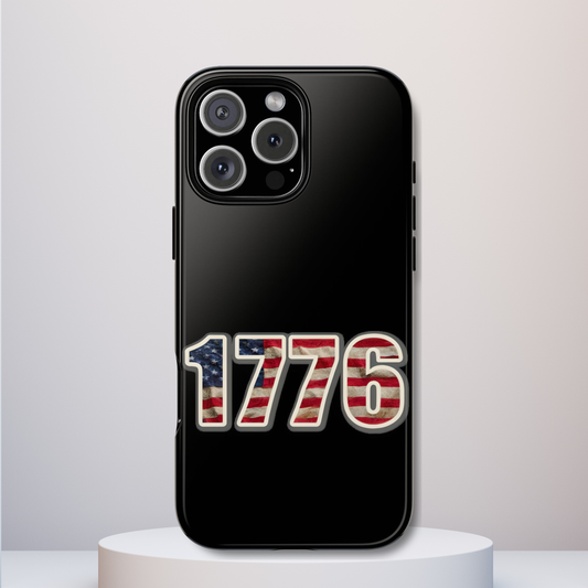 1776 USA Tough Phone Case, Patriotic USA Flag Lettering Cover, compatible with iPhone 17, 16, 15, 14, 13, Galaxy, Google