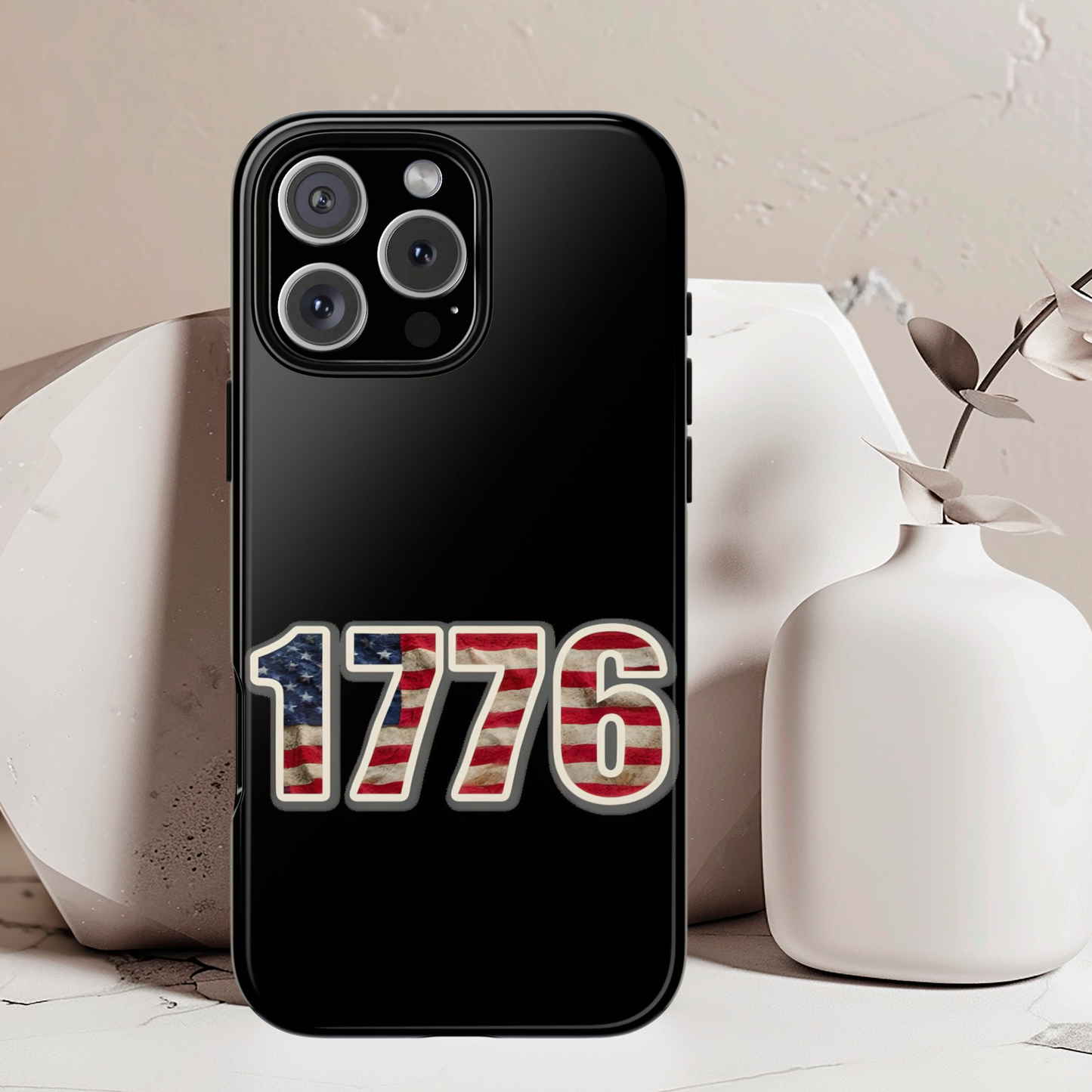 1776 USA Tough Phone Case, Patriotic USA Flag Lettering Cover, compatible with iPhone 17, 16, 15, 14, 13, Galaxy, Google