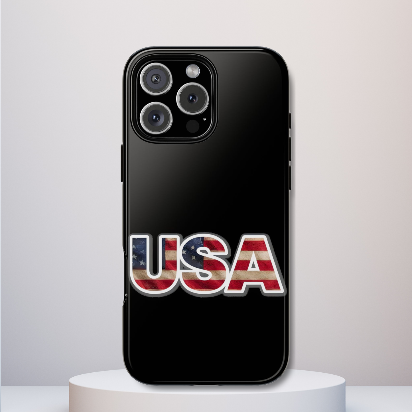 USA Tough Phone Case, Patriotic USA Flag Lettering Cover, compatible with iPhone 17, 16, 15, 14, 13, Galaxy, Google