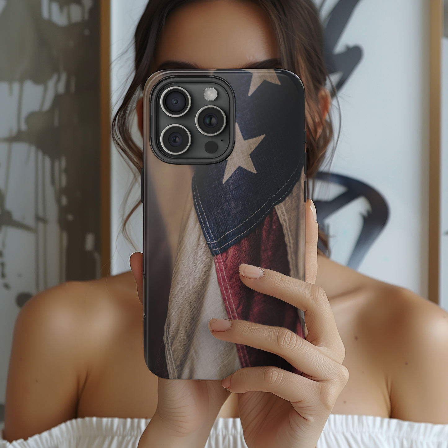 Rustic Flag Tough Phone Case, American Grunge USA Phone Cover, compatible with iPhone 17, 16, 15, 14, 13, Galaxy, Google