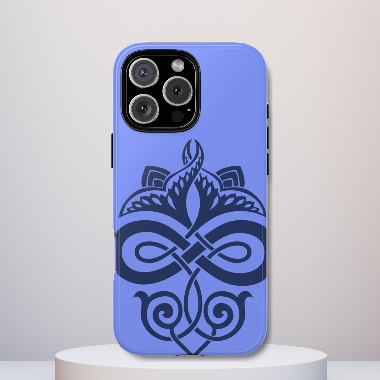 Tough Case Celtic Knot Blue Pattern Phone Cover Compatible with iPhone 17, 16, 15, 14, 13, Galaxy, Google Irish Heritage Art Design