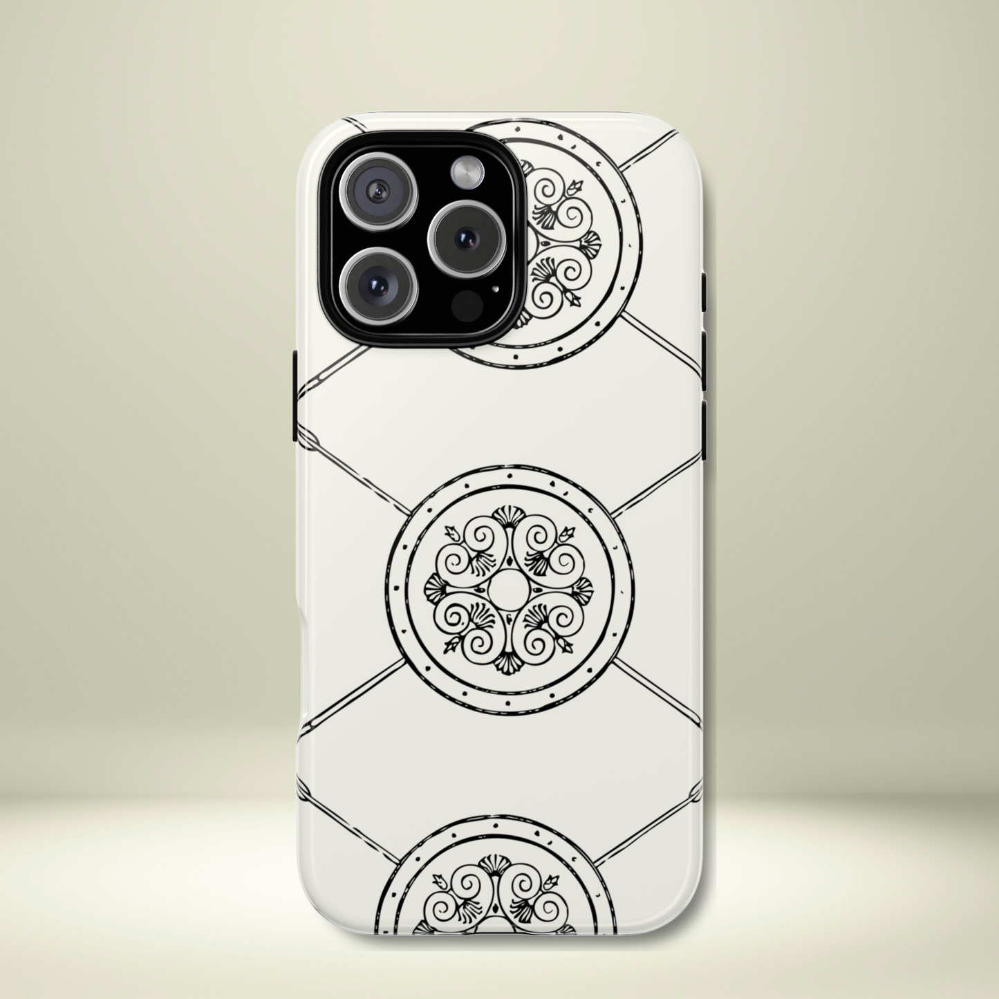 Tough Case Celtic Pattern White and Black Design Phone Cover Compatible with iPhone 17, 16, 15, 14, 13, Galaxy, Google, Irish Heritage Art