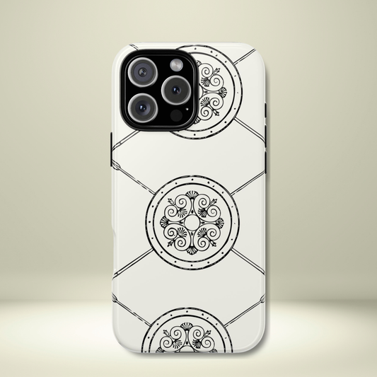 Tough Case Celtic Pattern White and Black Design Phone Cover Compatible with iPhone 17, 16, 15, 14, 13, Galaxy, Google, Irish Heritage Art