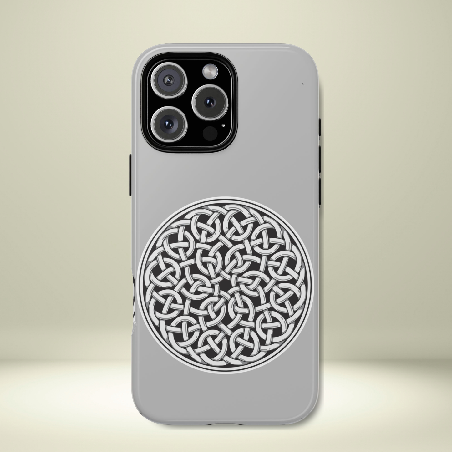 Tough Case Celtic Knot Silver Medallion Design Phone Cover Compatible with iPhone 17, 16, 15, 14, 13, Galaxy, Google, Irish Heritage Art