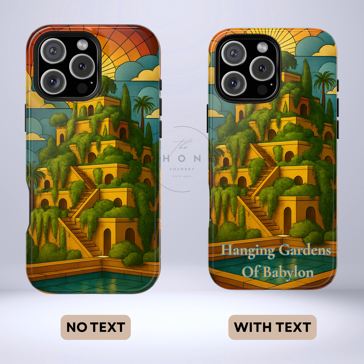 World Wonders Tough Phone Case, Hanging Gardens of Babylon, Compatible with iPhone 17, 16, 15, 14, 13, Galaxy, Google