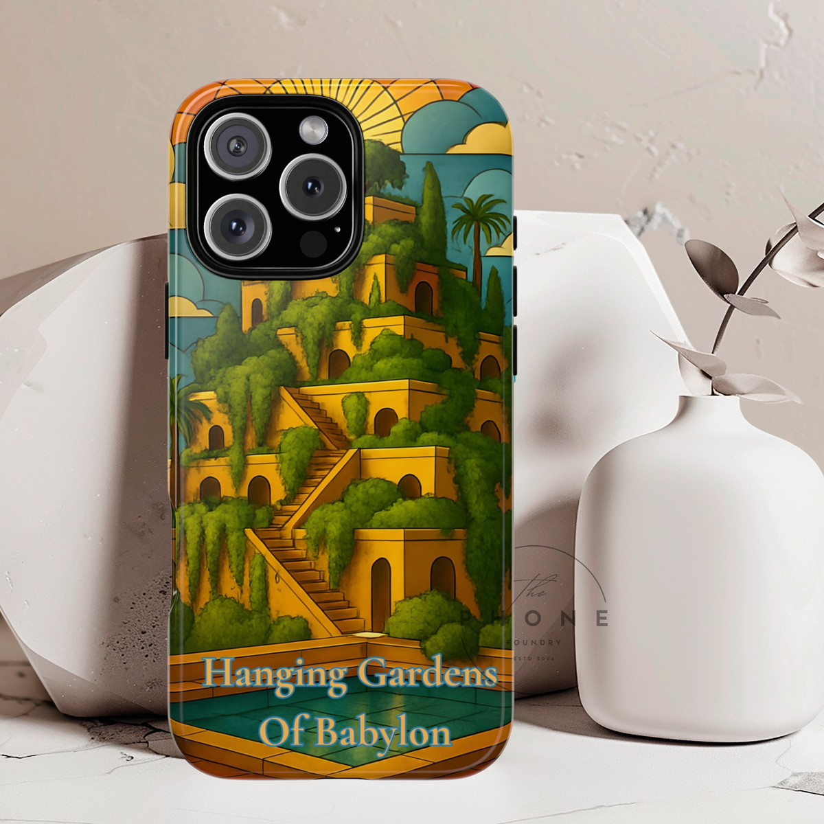 World Wonders Tough Phone Case, Hanging Gardens of Babylon, Compatible with iPhone 17, 16, 15, 14, 13, Galaxy, Google
