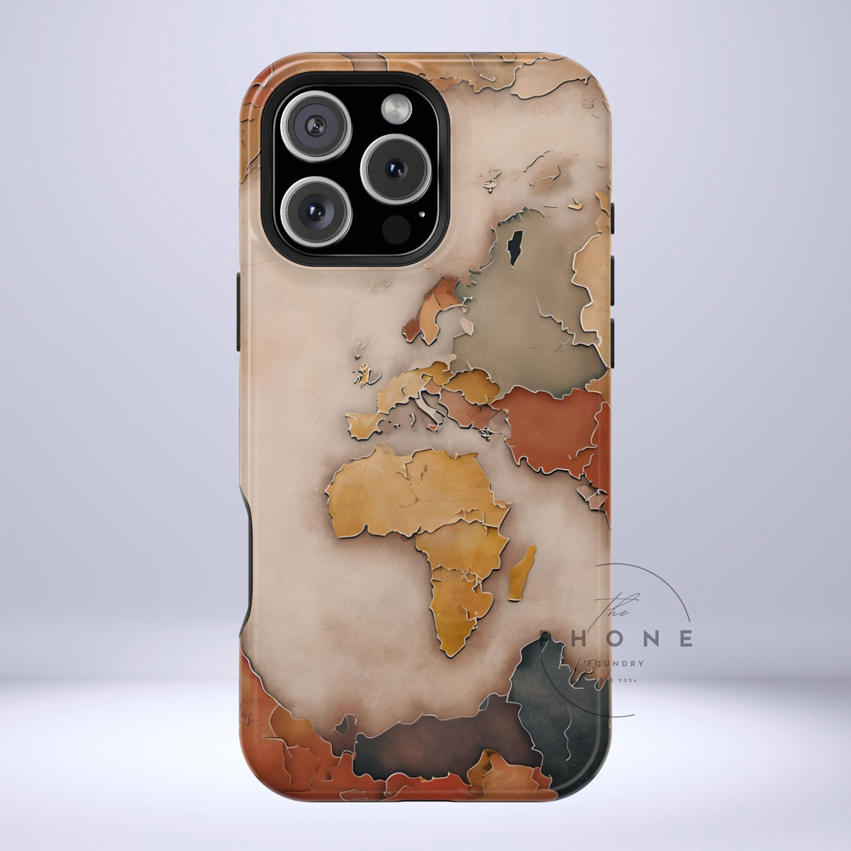 Vintage World Map Tough Phone Case, Old World Travel, Antique Earth Globe Phone Cover, Compatible with iPhone, Galaxy, Google