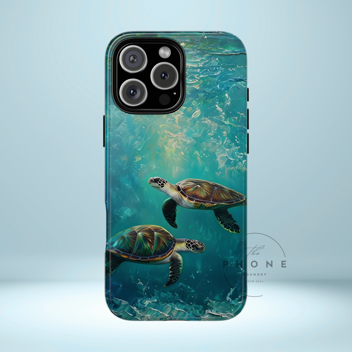 Sea Turtle Tough Phone Case, Ocean Scenery, Oil Painting, Marine Life Compatible with iPhone 17, 16, 15, 14, 13, Galaxy, Google