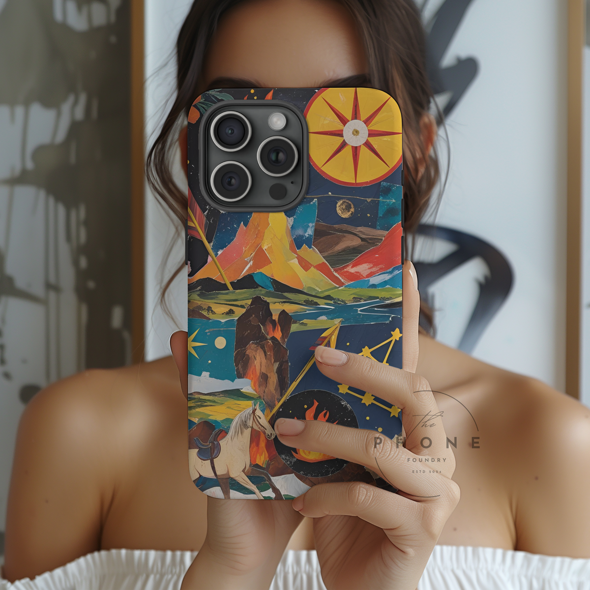 Sagittarius Zodiac Magnetic Phone Case, Artistic Astrology Gift for Her, Celestial Fire Sign with Constellation and Centaur, Birthday Gift
