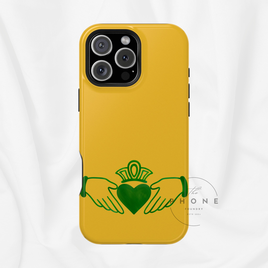 Irish Claddagh Magnetic Phone Case, Gold and Green Design Phone Cover, Ireland Art, Compatible with iPhone 17, 16, 15, 14, 13