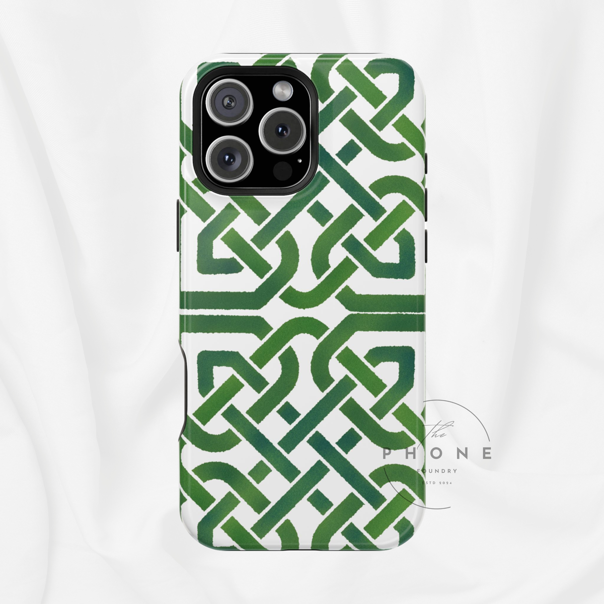 Celtic Knot Magnetic Phone Case, Irish Pattern Phone Cover, Green Heritage Art Style Compatible with iPhone 17, 16, 15, 14, 13