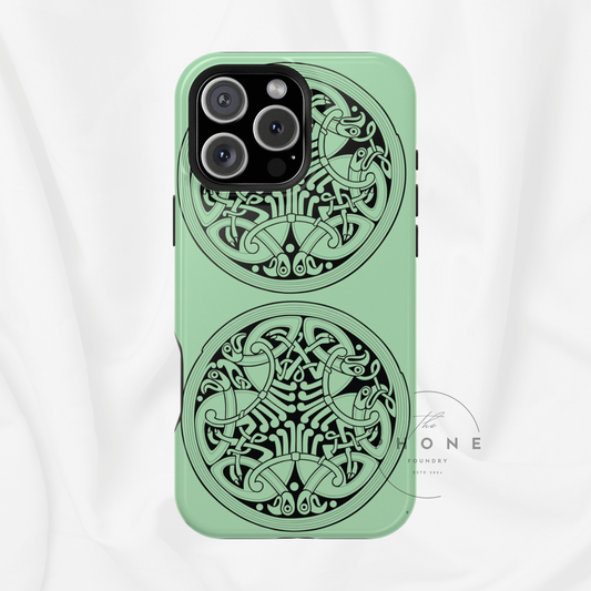 Celtic Medallion Magnetic Phone Case, Mint Green Design, St. Patrick Phone Cover Compatible with iPhone 17, 16, 15, 14, 13