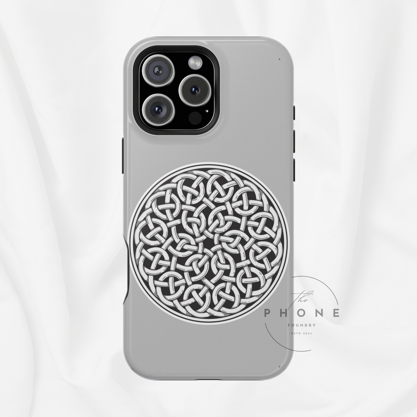 Celtic Knot Magnetic Phone Case, Silver Medallion Design, St. Patrick Phone Cover Compatible with iPhone 17, 16, 15, 14, 13