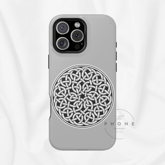 Celtic Knot Magnetic Phone Case, Silver Medallion Design, St. Patrick Phone Cover Compatible with iPhone 17, 16, 15, 14, 13