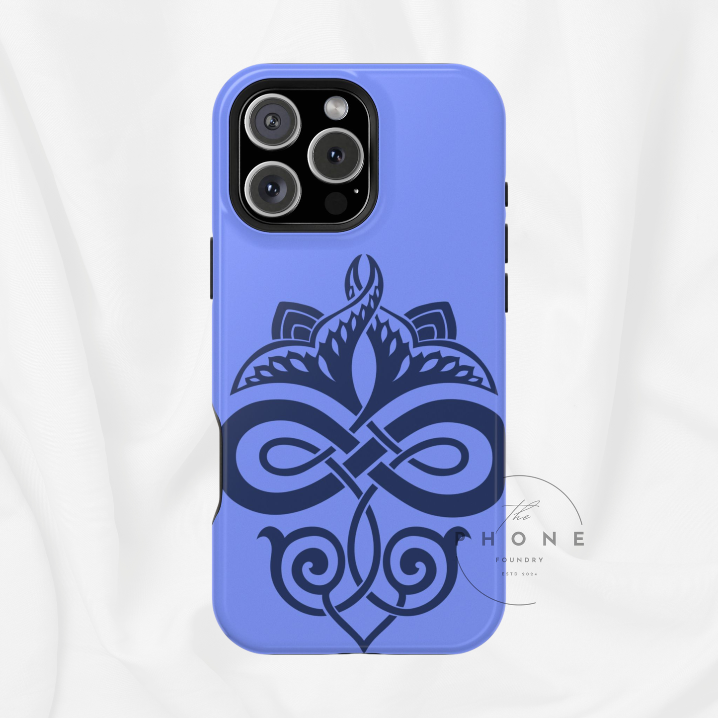 Celtic Knot Slim Phone Case, Blue Pattern Phone Cover, Irish Heritage Art Design, Compatible with iPhone 17, 16, 15, 14, 13