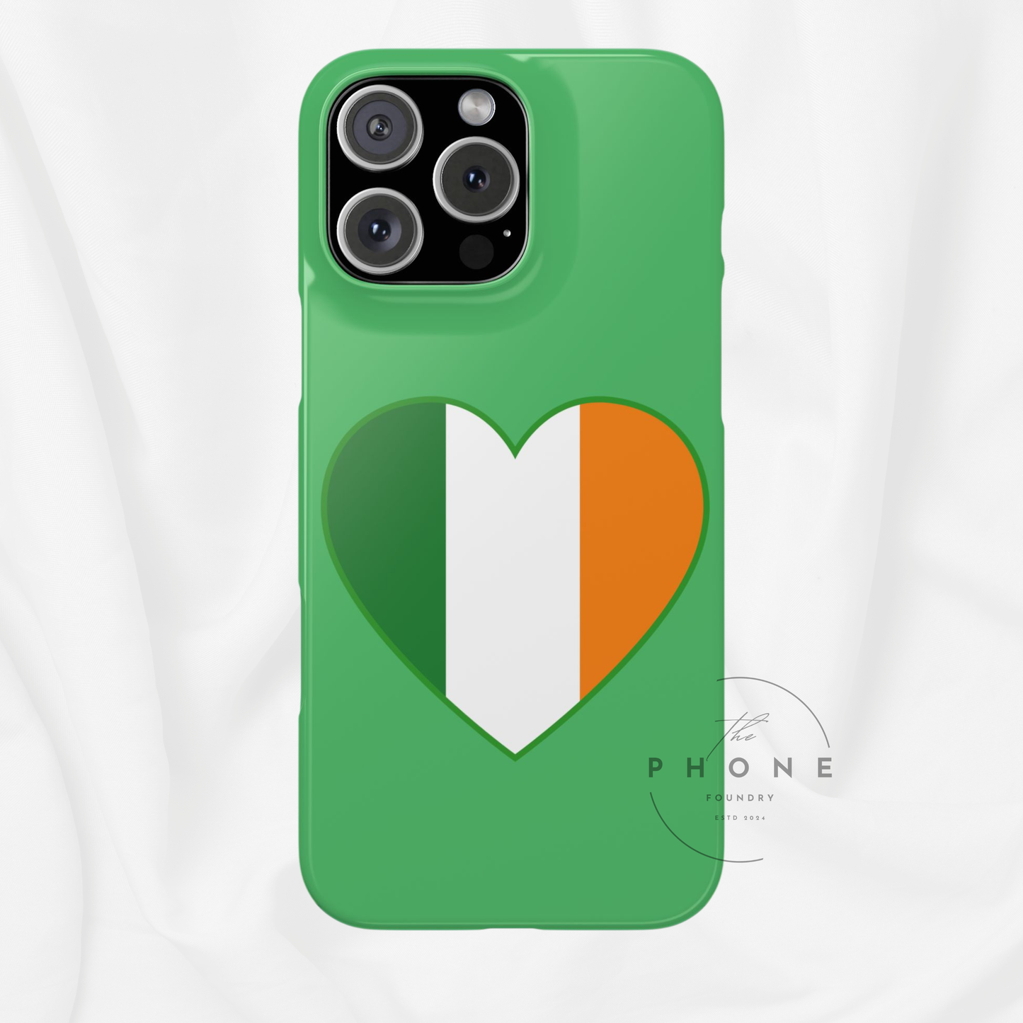 Ireland Heart Flag Slim Phone Case, St. Patrick Design Phone Cover, Compatible with iPhone 17, 16, 15, 14, 13, 12, 11