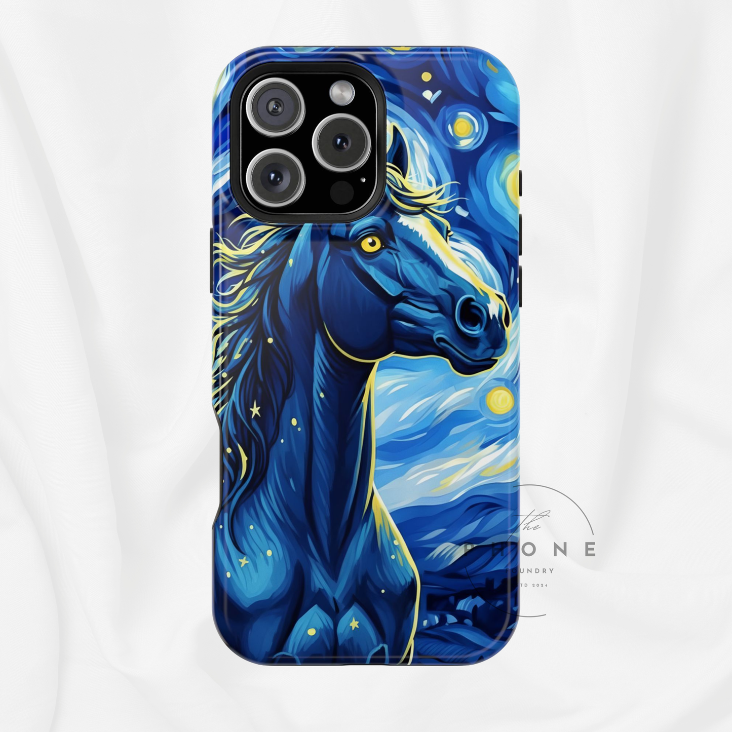 Year of the Horse Magnetic Phone Case Chinese Zodiac Blue Horse Art Design Compatible with iPhone 17 16 15 14 13