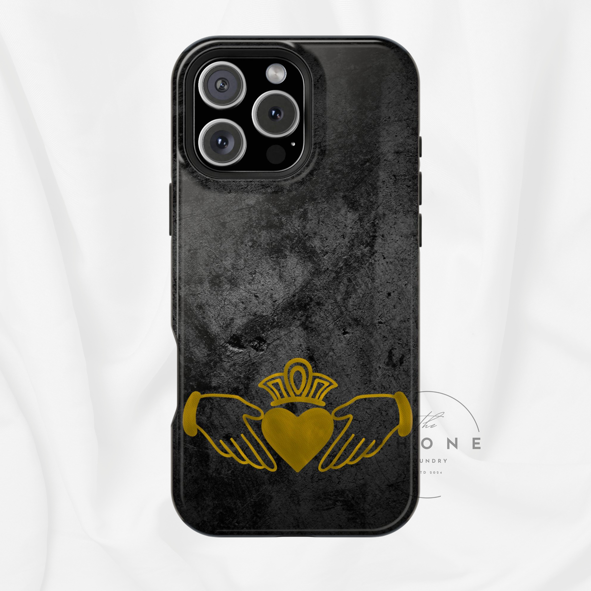 Claddagh Magnetic Phone Case Irish Symbol Ring Black Gold Design Love Loyalty Friendship Compatible with iPhone 17 16 15 14 13