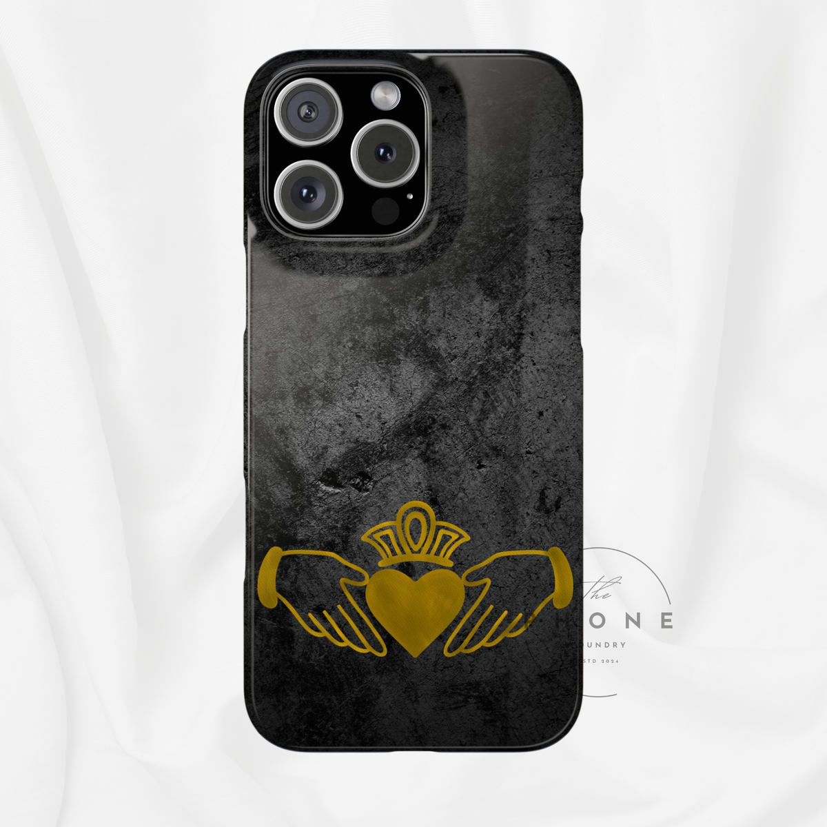 Claddagh Slim Phone Case Irish Symbol Ring Black Gold Design Love Loyalty Friendship Compatible with iPhone 17 16 15 14 13 12 11
