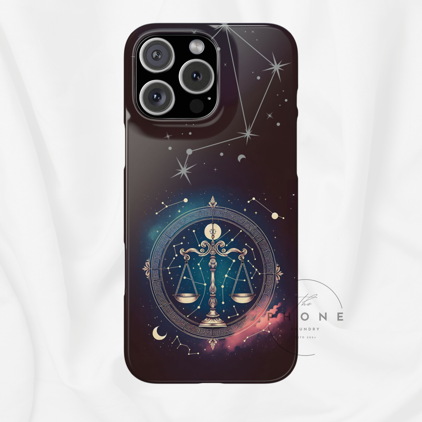 Libra Zodiac Slim Phone Case Astrology Gift for Her, Celestial Star Sign Cover, Birthday Gift, Compatible with iPhone 17, 16, 15, 14, 13, 12, 11