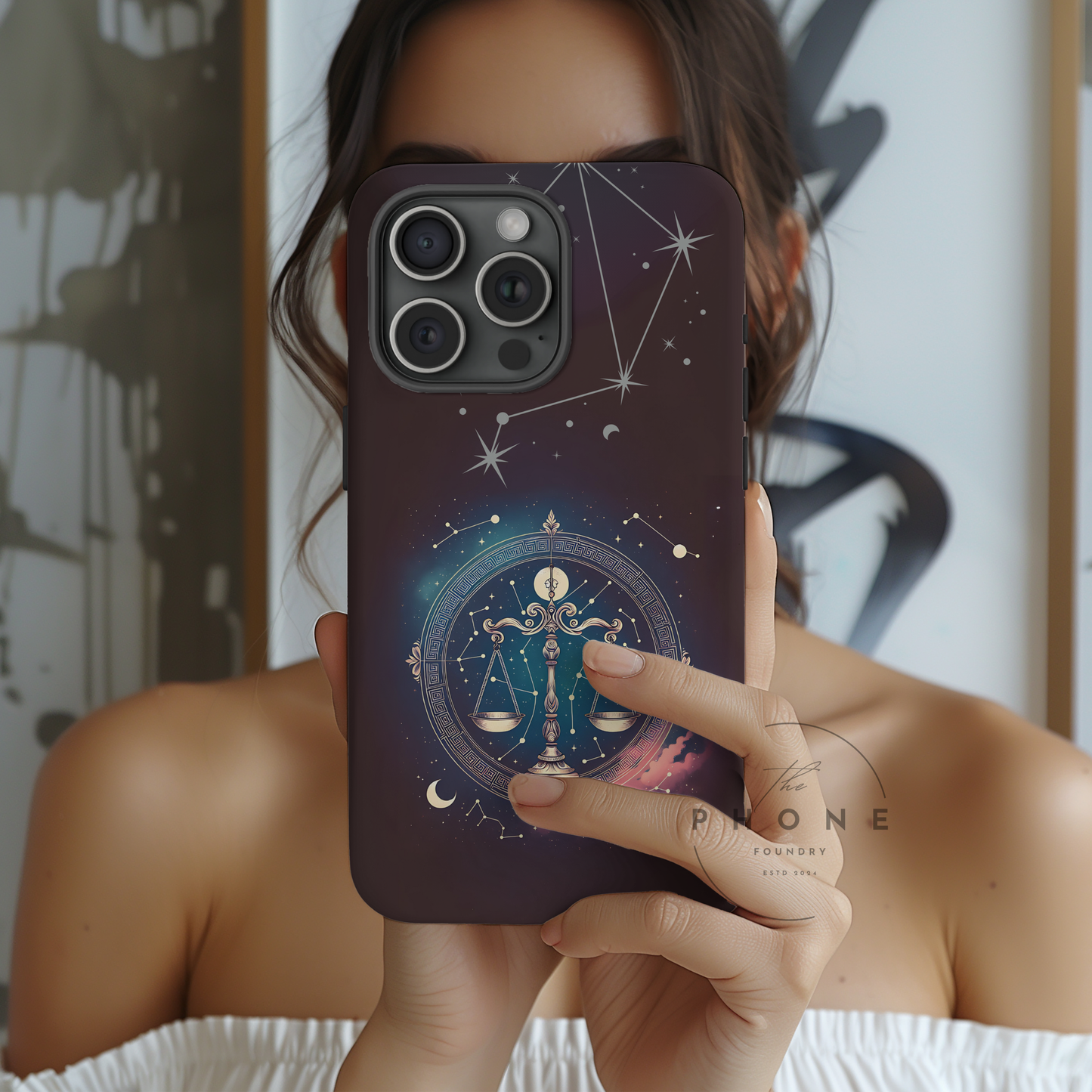 Libra Zodiac Slim Phone Case Astrology Gift for Her, Celestial Star Sign Cover, Birthday Gift, Compatible with iPhone 17, 16, 15, 14, 13, 12, 11