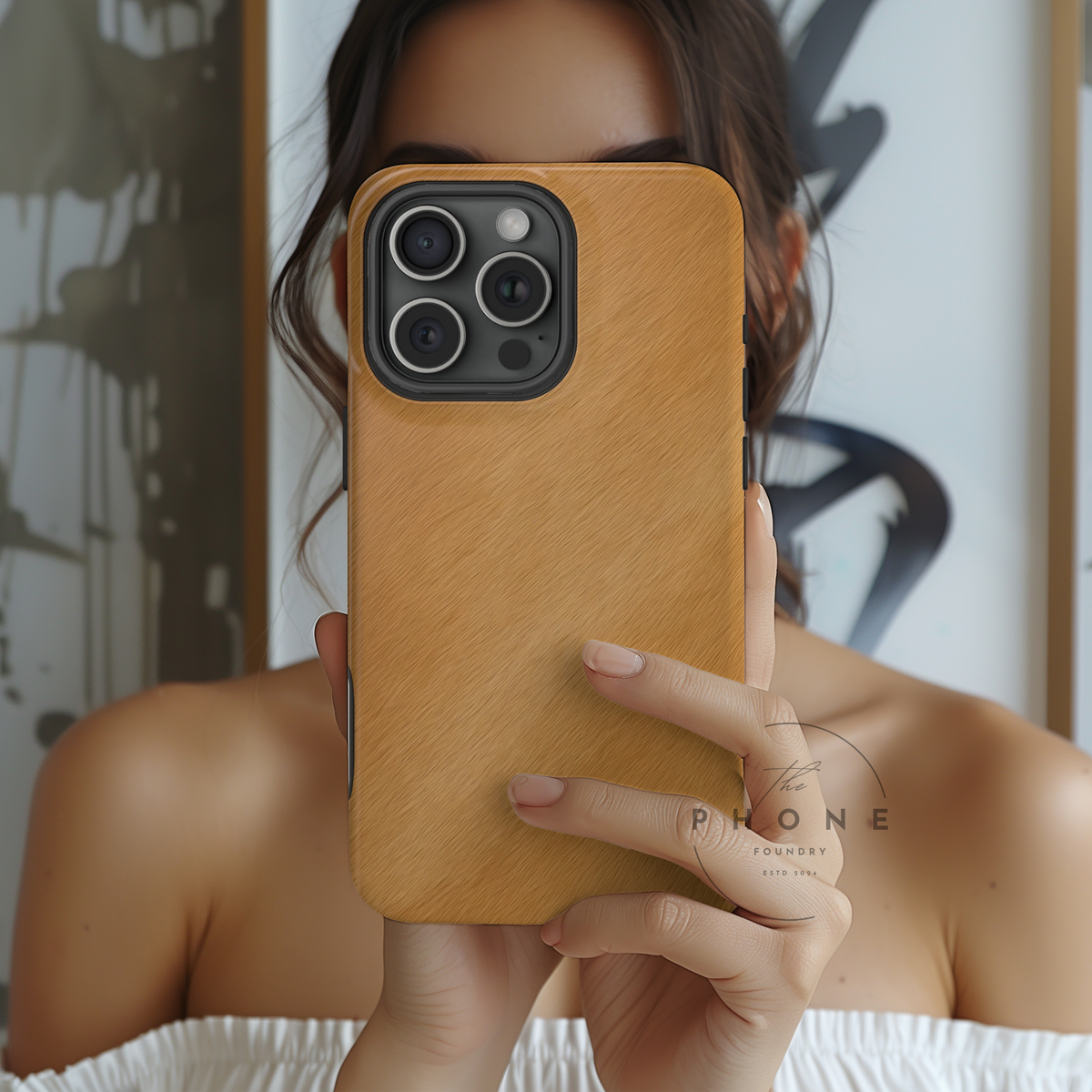 Horse Print Magnetic Phone Case, Animal Print, Protective Faux Skin Style Cover Compatible with iPhone 17, 16, 15, 14, 13, 12, 11